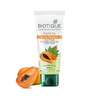Biotique Bio Papaya Visibly Flawless Skin Face Wash, 100ml I All Skin Type I Dissolve Dead Surface Cells, Unclog Pore Openings