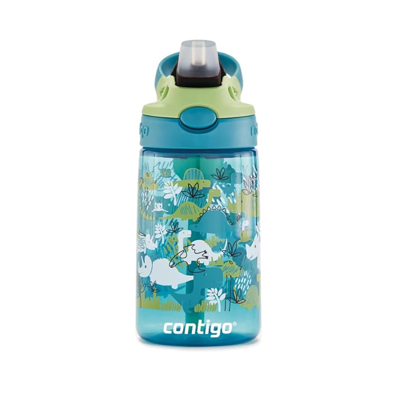 Contigo Aubrey Kids Cleanable Water Bottle with Silicone Straw and  Spill-Proof Lid, Dishwasher Safe, 14oz, White Sharks 