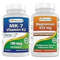 Best Naturals Vitamin K2 (MK7) with D3 & Magnesium Glycinate 425 mg