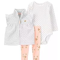Carter's Baby Girls' 3 Piece Vest Little Jacket Set (Quilted White/Pink, Newborn)