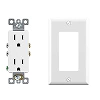 ELEGRP Decorator Receptacle with Decorative Receptacle Wall Plate (10 Pack, Glossy White)