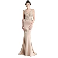 Women's Formal Evening Dresses Long Mermaid Beaded Lace Party Dresses