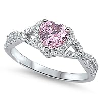 2.00Ctw Heart Cut Pink Sapphire Halo Engagement Wedding Ring For Women's And Men's 14k White Gold Finish