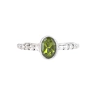 Peridot Ring 925 Sterling Silver For Women Girls, Solitaire Handmade Jewelry