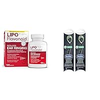 Lipo-Flavonoid Tinnitus Relief Ear Health Vitamins 100 Caplets + DenTek Tongue Cleaner Mint 2 Pack