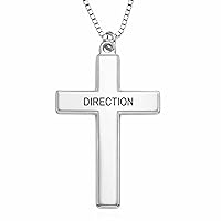 Personalized Cross Necklace S925 Sterling Silver Necklace Custom Name/Text Necklace, Anniversary Jewelry Gifts for Women Wife Mom Girlfriend Daughter Friend Her Sister