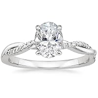 JEWELERYIUM 1 CT Oval Cut Colorless Moissanite Engagement Ring, Wedding/Bridal Ring Set, Solitaire Halo Style,Solid Sterling Silver Vintage Antique Anniversary Bridal Jewelry, Gorgeous Gifts