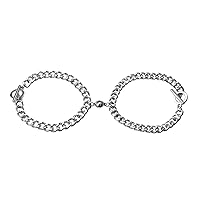 2X Fashion Simple Heart Shape Magnet Couple Bracelet Silver Personality Vintage Women Men Promise Bracelet Lover Jewelry