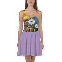 Skater Dress with JunglePixie Purple 2 Sunrise Bouquet Painting Print