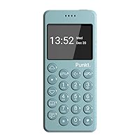 Punkt. MP02 New Generation 4G LTE Minimalist Mobile Phone, Unlocked, Nano-SIM, WiFi Hotspot,2GB RAM+16GB Storage, 1280 mAh Battery - Light Blue