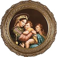 Catholic to the Max | Madonna della Seggiola (Madonna of the Chair) Round Gold Framed Giclée Canvas Reproduction Print | (12x12)