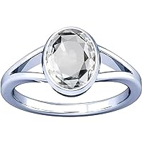 3.25-3.50 Carat White Sapphire Safed Pukhraj Gemstone Silver Ring for Mens & Womens