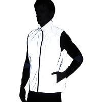 LZLRUN Reflective Vest Jacket Casual Hiphop Windbreaker Night Sporting Coat Hooded Fluorescent Clothing