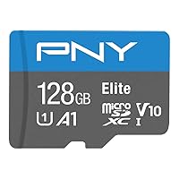 PNY 128GB Elite Mobile Accessories Class 10 U1 V10 A1 microSDXC Flash Memory Card - 100MB/s, Class 10, U1, V10, A1, Full HD, UHS-I, Micro SD