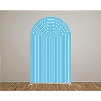 Light Blue 2D Ripples Printed Arched Backdrop Cover for Party Decoration, Baby Shower Decor & Photo Props - Stands Covers Arch Backdrop Cover GX1374 (3x6ft(91x183cm)),Single-Sided