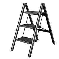 Step Stool,2 in 1 Lightweight Folding Portable Multifunctionalfolding Step Stool,Aluminum Step Ladder 3 Step Stool Home and Kitchen Anti-Slip Stepladders Sturdy Heavy Duty Ladder Max Load 150Kg