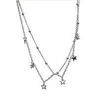 Star-Shaped Beads Link Chain Necklace Neck Jewelry Y2K Star Necklace Double Layer Star Choker Gift for Girls