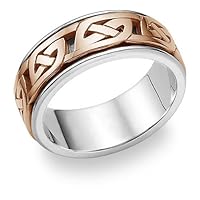 14K White and Rose Gold Celtic Knot Wedding Band