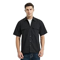 TopTie Short-Sleeve Work Shirt Straight Collar Utility Uniform Stain and Wrinkle Resistant