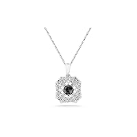 0.35 Cts Black & White Diamond Pendant in 14K White Gold - Valentine's Day Sale