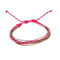 Neon Multicolored Multi Strand String Waterproof Adjustable Pull Tie Bracelet - Unisex Fashion Handmade Jewelry Boho Accessories