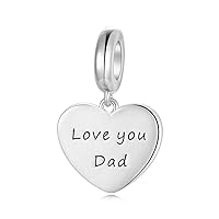 Personalized Engraved Name Heart Charm 925 Sterling Silver/10K/14K/18K Solid Gold Fit Snake Bracelet Necklace Customized Handwriting Bead for Women Mom