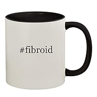 #fibroid - 11oz Ceramic Colored Handle and Inside Coffee Mug Cup, Black