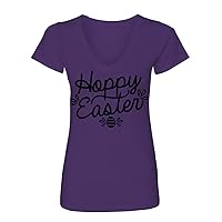 Manateez Women's Hoppy Easter V-Neck Tee Shirt