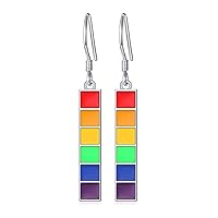 S925 Sterling Silver Rainbow Gay Pride Lesbian LGBT Necklace Earrings for Men Women Unisex Jewelry