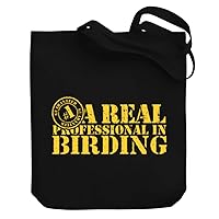 A REAL PROFESSIONAL in Birding Canvas Tote Bag 10.5