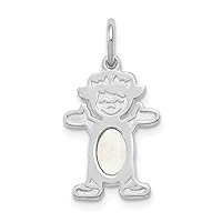14k Gold Girl Oval Simulated Opal Birth Month Pendant Necklace Jewelry Gifts for Women in White Gold Yellow Gold Choice of Birth Month and 6x4mm-October
