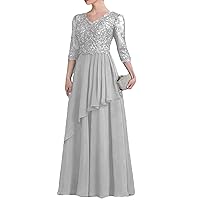 Long Beads Mother of The Bride Dresses Chiffon Lace Floor-Length A-Line Elegant Wedding Party Guest Gown