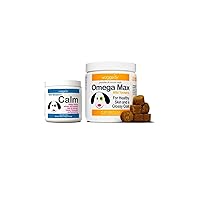 waggedy Calming Chews for Dogs + Omega Max Soft Chews Dog, Healthy Hair Growth for Dogs w/Full Vitamins & Minerals, Provide Stress & Anxiety Relief for Dogs (1-2 Month Supply) 120 Treats