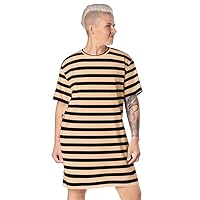 T-Shirt Dress. Kr8vsosllc, Long T-Shirt Dress, Black Striped Long Dress, Designed for Casual Occasions