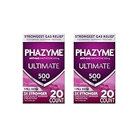Phazyme Ultimate Gas Bloating Relief Works in Minutes 500 mg Simethicone Fast Gels 20 Count (Pack of 2)