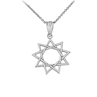 9 STAR BAHA'I PENDANT NECKLACE IN STERLING SILVER - Pendant/Necklace Option: Pendant With 18