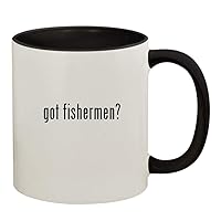 got fishermen? - 11oz Ceramic Colored Handle and Inside Coffee Mug Cup, Black