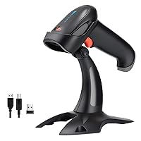 Tera Barcode Scanner Wireless 1D 2D QR with Stand: Battery Level Indicator 3 in 1 Works with Bluetooth 2.4G Wireless USB Wired Handheld Bar Code Reader with Vibration Alert HW0002 Grey