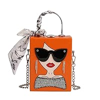 Casual Handbag Fashion Square Bag PU Crossbody Shoulder Bag Chain Bag for Girl Women Lady in Glasses Style Tote Bag