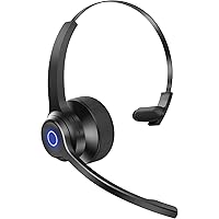 Bluetooth Single Ear Headsets with Microphone, Noise Cancelling Cell Phone Headphones, Hands Free Call BT 5.2 Wireless Earphone 60 Hours Talk Time for Business/Workout/Driving/School for kids/Trucker