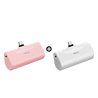 iWALK iPhone 15 Portable Charger 4500mAh 20W USB C Small Power Bank Fast Charging Battery Pack Compatible with iPhone 15 Series,iPad, AirPods,2Pack(White,Pink