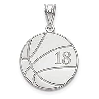 14k White Gold Basketball Customize Personalize Engravable Charm Pendant Jewelry Gifts For Women or Men (Length 0.7