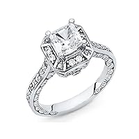 14k White Gold CZ Cubic Zirconia Simulated Diamond Engagement Ring Size 7 Jewelry for Women