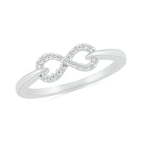 DGOLD Sterling Silver Round White Diamond Slender Infinity Ring for Women (1/10 cttw)