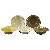 Yamaka Shoten YMK80-72 Salad Bowl, Cereal Bowl, Dish, Microwave Safe, Dishwasher Safe, 6.3 inches (16 cm), Set of 5, Komon Tableware Set, Mino Ware, Made in Japan