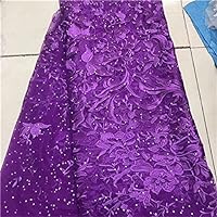 Sfabric Swiss Voile Stones Lace in Switzerland Purple Lace African Cotton Lace Fabric Fashion Nigerian Lace Fabrics Nigerian Lace Fabric for Sewing Dresses Clothes Sewing Materials Fabric