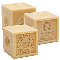 Savon de Marseille - French Soap Cube for Laundry and Household Washing - Made with Organic Vegetable Oil - 300 Gram Cubes - Set of 3