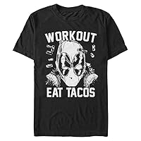 Marvel Big & Tall Deadpool Workout Tacos Men's Tops Short Sleeve Tee Shirt, Black, 4X-Large