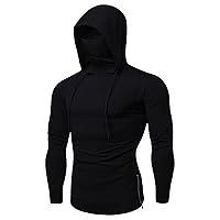 Hoodies For Men,Mens Fishing Hoodie With Face Mask Performance Hunting Sweatshirt Slimfit Athletic Pullover Hoodies