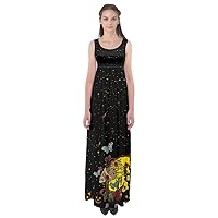 CowCow Womens Sugar Skull Flowers Floral Skeleton Mexican Day of Dead Roses Empire Waist Maxi Dress, XS-5XL